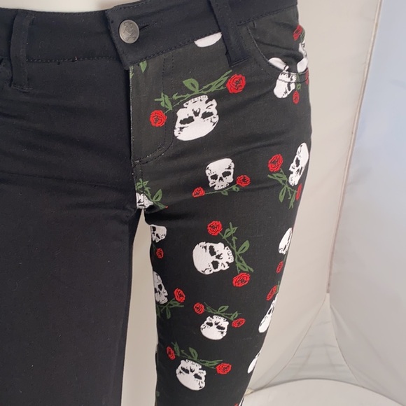 Royal Bones skull printed black stretch skinny jeans 5 - Picture 2 of 11
